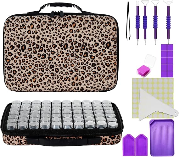 Diamond Painting Storage Container, Accessory Kit with Tools, Shockproof Storage Box for Diamond Art Craft Jewelry Bead Rhinestone Organizer, 70 Slots