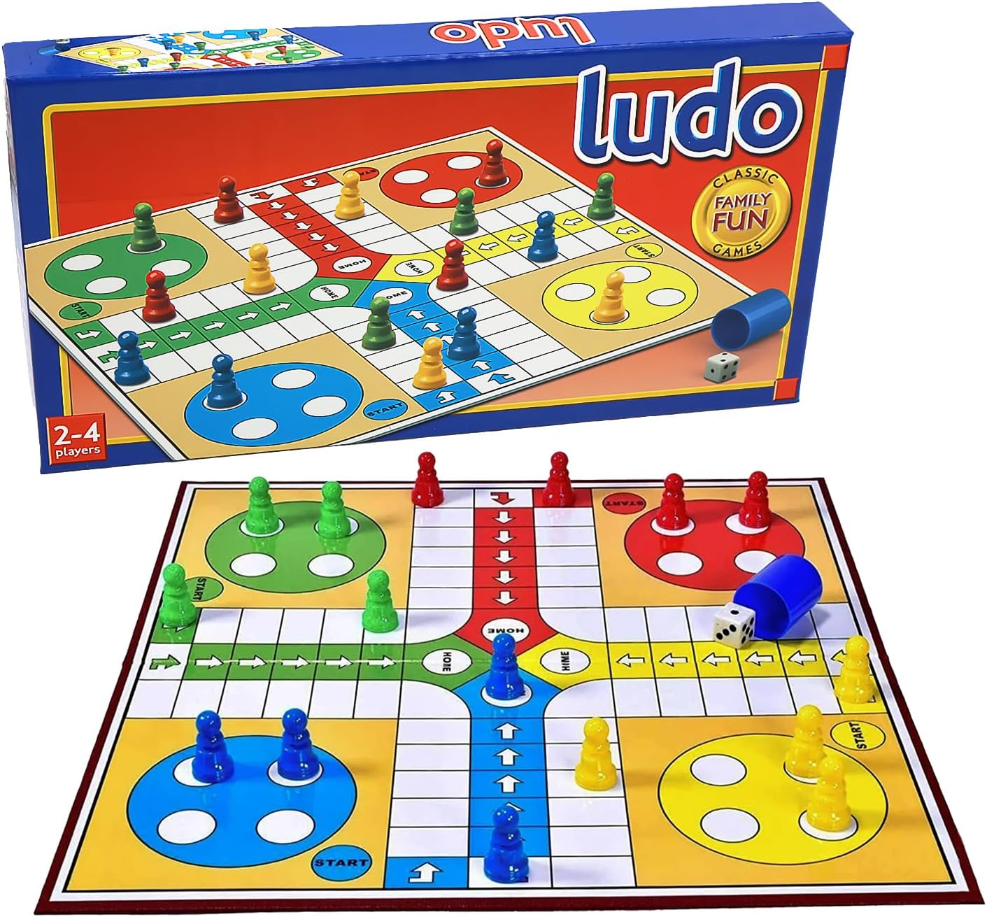 Classic Ludo - Checkers for Children and Adults, Traditional Family Game, Foldable Board, Instructions Included Ludo