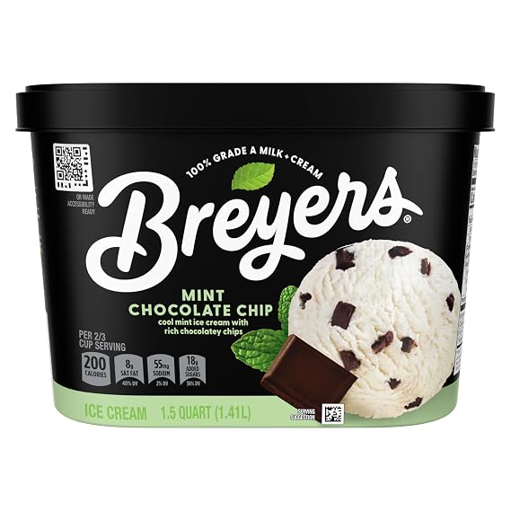 Breyers Ice Cream for a Delicious Frozen Treat Mint Chocolate Chip Made with 100% Grade A Milk & Cream 48 oz