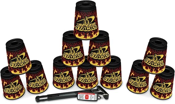 Speed Stacks | Official Sport Stacking Set, Black Flame - 12 Cups and Holding stem | Top Grade Materials, Low Friction | WSSA Approved