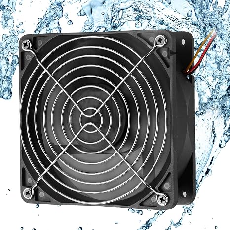120mmx38mm 12V DC IP67 Water-Proof High Speed 3500RPM 3Pin Cooling Fan | IP67 12V DC Waterproof Industrial Fan with 125.2CFM Strong Airflow for Cabinets Monitoring Equipment Solar Inverters Cooling