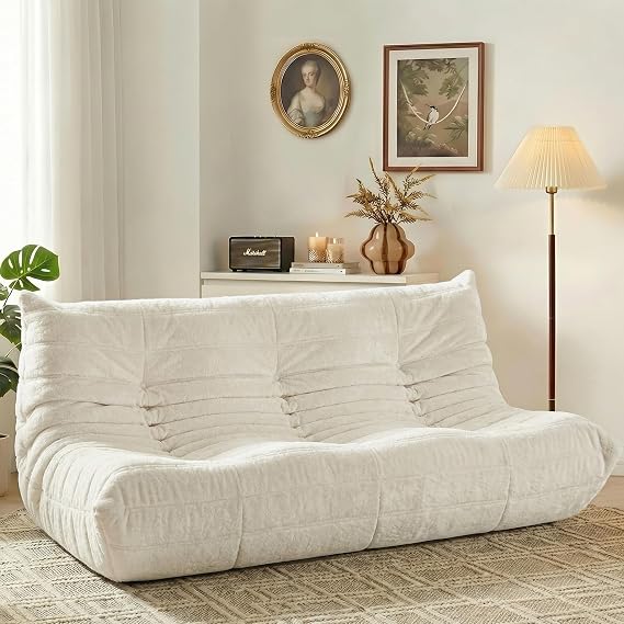 HABUTWAY Bean Bag Chair, Giant Bean Bag Chairs for Adults, 3 Seater Fireside Chair, Lazy Large Floor Bean Bag Sofa for Living Room, Bedroom, Dorm, Office (Beige)