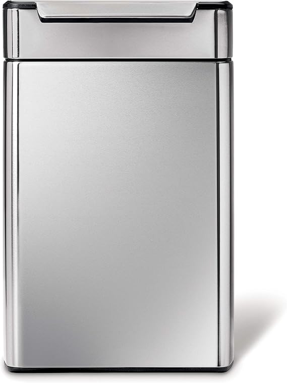simplehuman 48 Liter / 12.7 Gallon Touch-Bar Dual Compartment Kitchen Recycling Trash Can, Brushed Stainless Steel