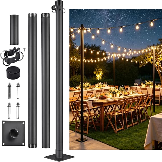 Yescom 8 Ft Sun Shade Sail Pole Post Canopy Awning Deck Patio Backyard with