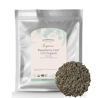 Starwest Botanicals Organic Raspberry Leaf - Herbal Loose Leaf Tea, Caffeine Free Natural Herbs, Pure Dried Raspberry Leaf, Cut & Sifted, Certified Kosher, Non-GMO - Bulk 1 lb Bag