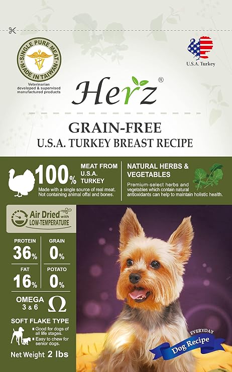 Herz Air-Dried Dog Food, High Protein, U.S.A Turkey Breast, 2 lb