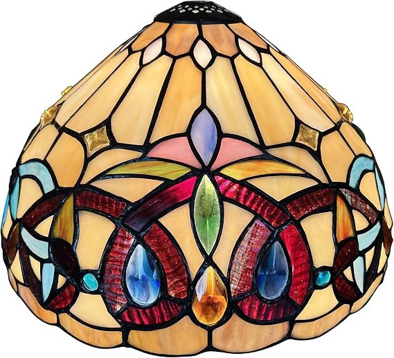 Capulina Tiffany Lamp Shade Cream Brown Style Stained Glass 12 Inches Wide