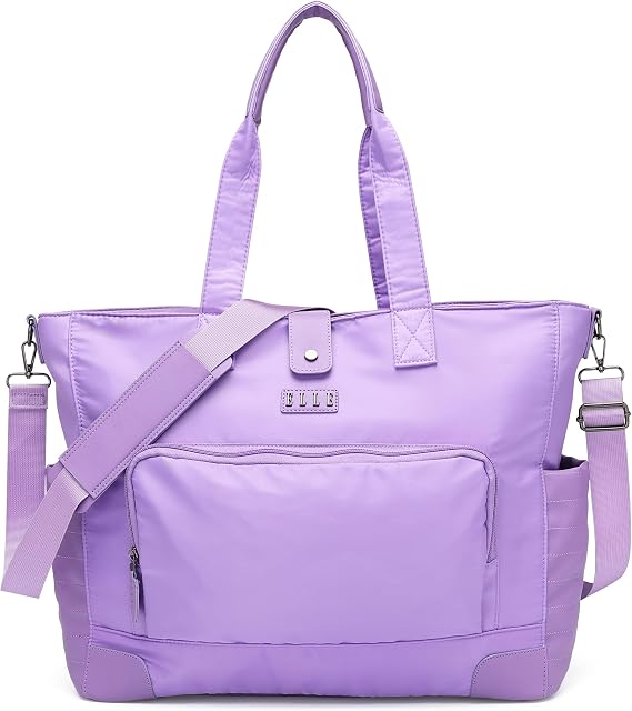 ELLE Voyage 25L Twill and Vegan Leather Weekender Duffel Bag | Lavender