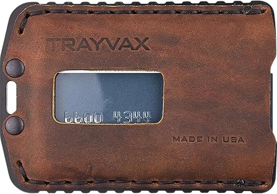 Trayvax Ascent Wallet, RFID Front Pocket Money and Credit Card Holder, Minimalist Slim Leather Metal Wallet for Men and Women, Black Mississippi Mud
