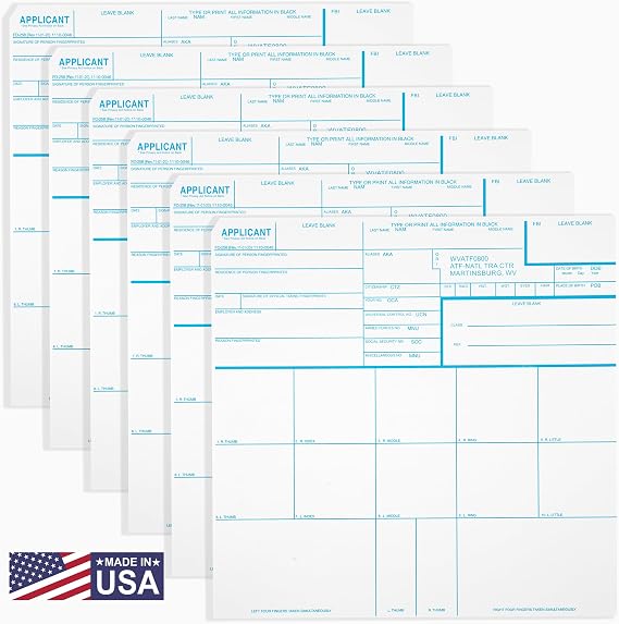 National Gun Trusts - Made in USA - FD-258 Fingerprint Cards 2026, 6 pack - 11-1-20 Version (ATF ORI)