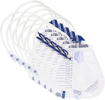 5 Pack Urinary Drainage Bag, Urine Bag with 2000 mL Volume, 48Unisex Precision Drainage Tube, Clips and Hanging Hook, Professional Urinary Bag,Catheter Bags for Men