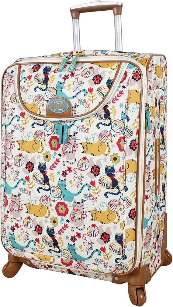 Lily Bloom Luggage 24" Expandable Design Pattern Suitcase With Spinner Wheels For Woman (24in, Furry Friends)