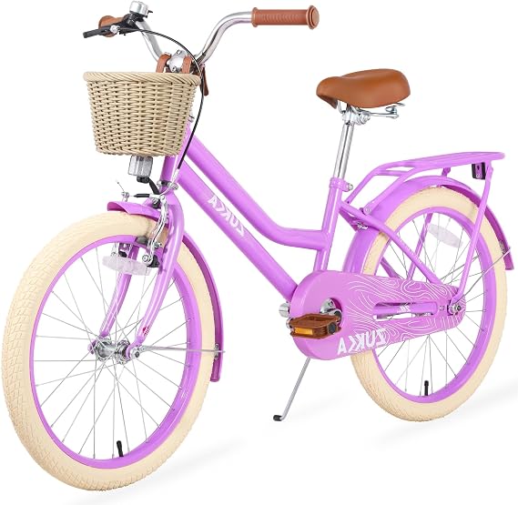 ZUKKA 20/24 Inch Girls Bike Single Speed Kids Bike with Woven Basket Cruiser Bike for Over 7 Years Old, Multiple Colors