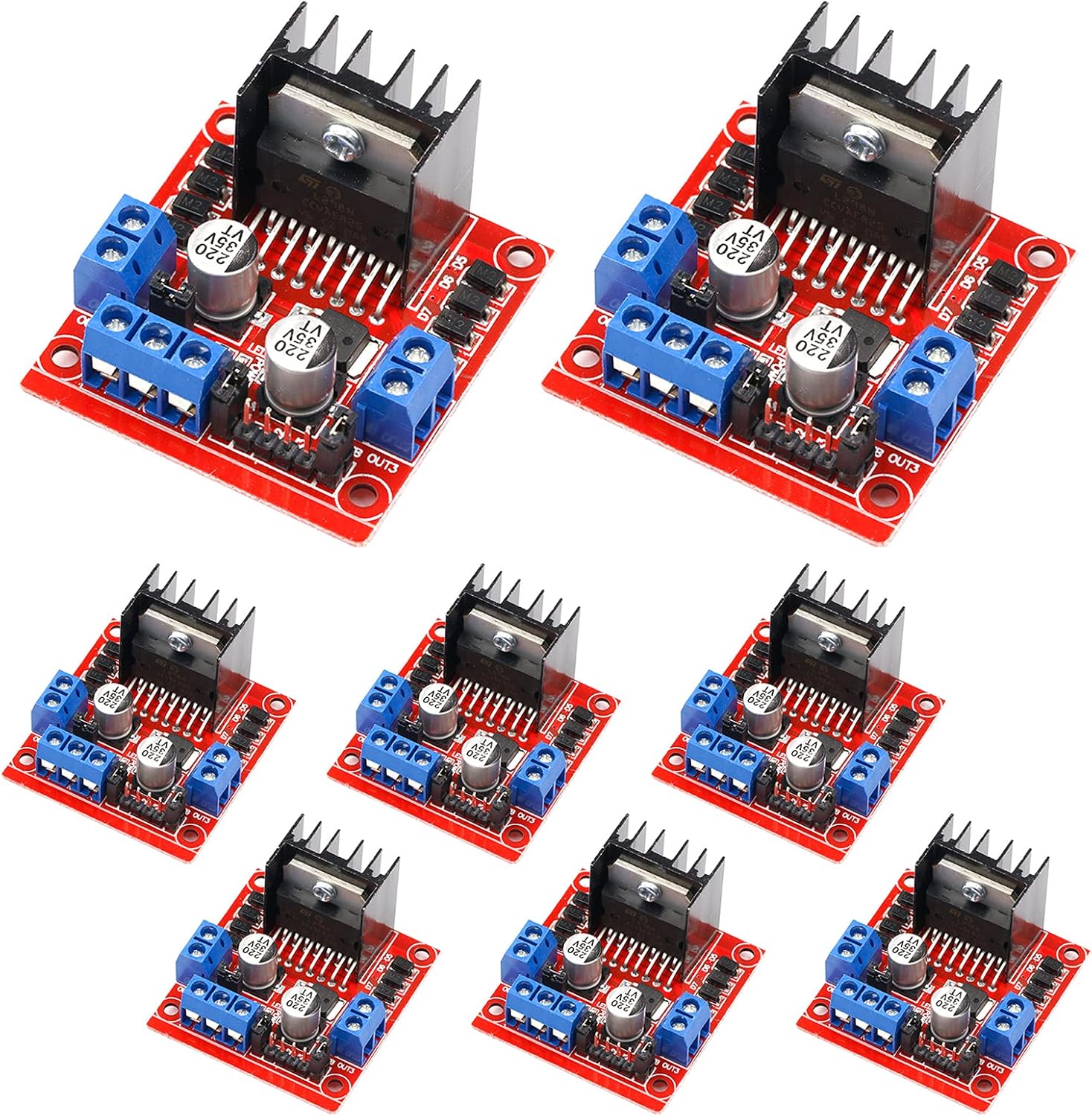 8pcs L298N Motor Driver Controller Board DC Dual H-Bridge Robot Stepper Motor Control and Drives Module for Arduino Smart Car Power MEGA R3 Mega2560