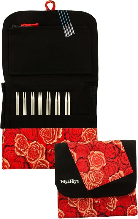 HiyaHiya Interchangeable 4 inch (10cm) Sharp Steel Knitting Needle Set Small Tip Sizes (US 2-8) HISSTINKIT4SM