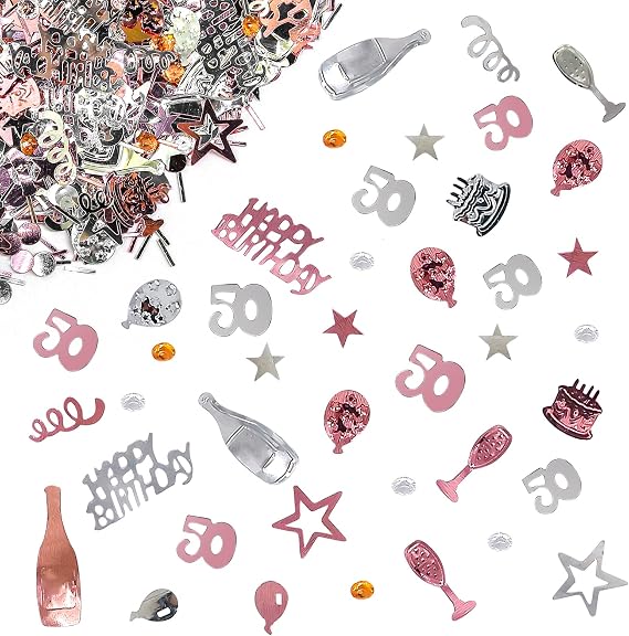 Giftota Confetti 50th Birthday Decorations Rose Gold Party Decorations for Anniversaries Birthdays Parties Table Decorations