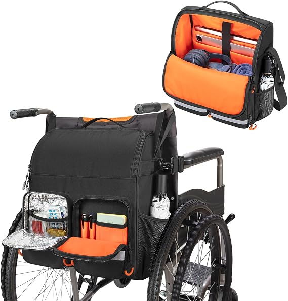 samdew Large Wheelchair Bag to Hang on Back, with Shoulder Strap, Bag Only