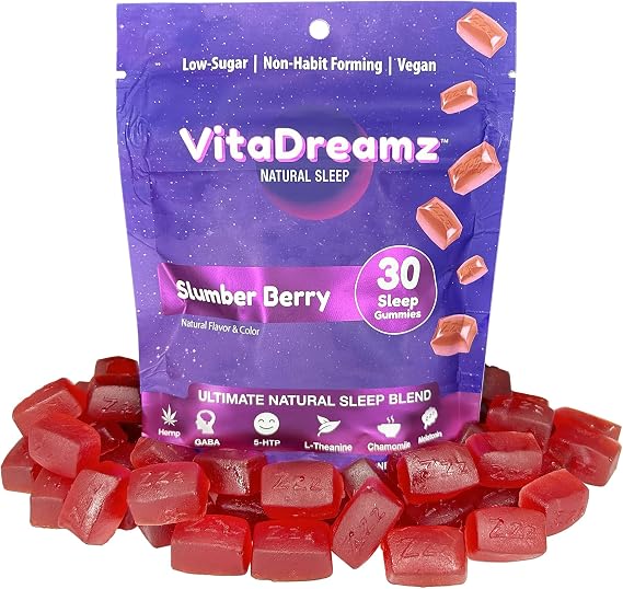 Premium Melatonin Sleep Gummies | Advanced Nighttime Blend with GABA, L-Theanine & Chamomile | Slumber Berry Vegan Gummies for Calm Relaxation & Restful Sleep | 30 Count