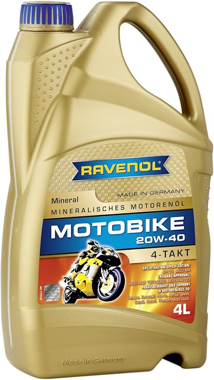 Ravenol J1V1005-004 20W-40 4-Stroke Motorcycle Oil 4-T Mineral JASO MA/MA2