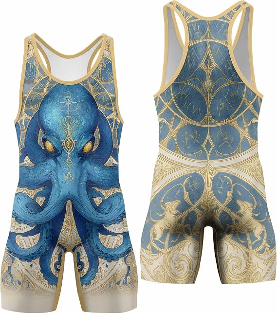 Octopus Men's Wrestling Singlet, Wrestling Outfits for Men, Cool & Breathable Freestyle Singlet
