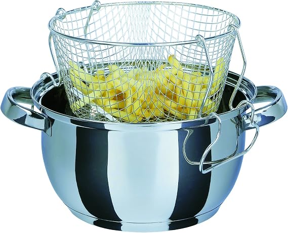 GSW Stahlwaren GmbH Stainless Steel French Fries Pot, Silver, 22 x 11.5 cm, 3 Litre