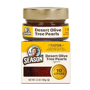 Season Desert Olive Tree Pearls - Organic Extra Virgin Olive Oil Pearls, 71mg Hydroxytyrosol per Teaspoon, Concentrated EVOO Antioxidant Support for Daily Wellness - 3.5 oz 100 g