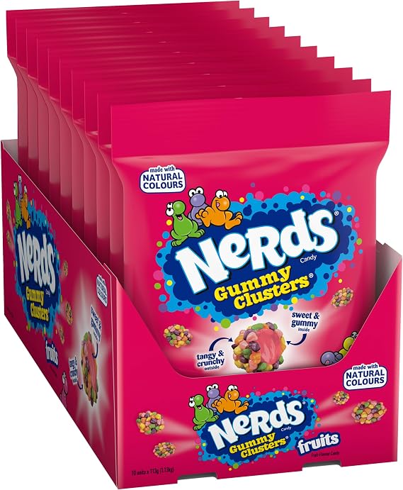 Nerds Fruit-Flavour Candy Gummy Clusters 10 X 113g (1.13kg)