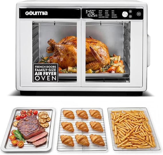 Gourmia Toaster Oven - 9-Slice Capacity, Digital Display, White