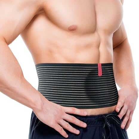 ORTONYX Navel Hernia Belt Unisex Abdominal Support Binder with Compression Pad for Navel Abdominal Section Navel Hernia Surgery Aids L-XXL 35.8-49.2" Black