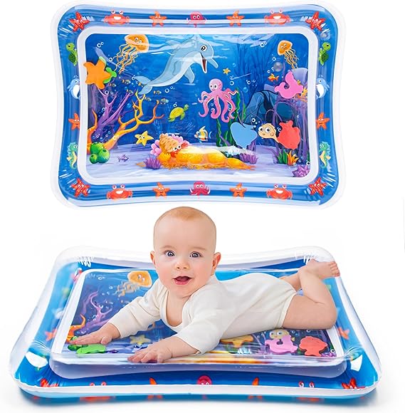 Yeeeasy Tummy Time Water Mat Water Play Mat for Babies Cute Baby Toy Inflatable Tummy Time Water Play Mat for Infants and Toddlers 3-12 Months Promotes Development