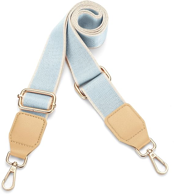 Hamdecro Purse Straps Replacement Crossbody, Universal Wide Shoulder Strap for Bags Adjustable Straps for Handbags, Gold Buckle - Light Blue