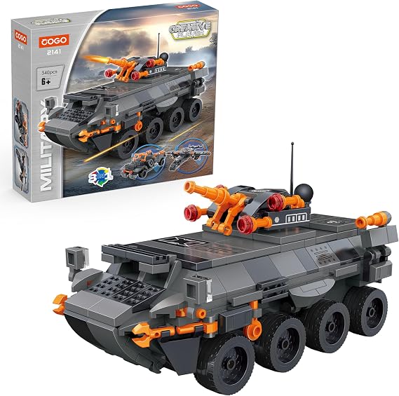 3-in-1 Military Vehicles Building Block Toy Set | Armored Transport Vehicle, Action Vehicle, Tiltrotor Aircraft | 340 Pieces for Boys Age 6+ | STEM Creative Construction Brick Toys Gift for Children