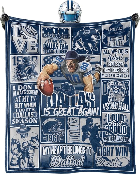 Football Blanket Merch Fan Gifts for Men Women Boys 50"x40"