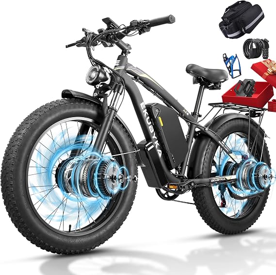 Ekellaka 9000W Dual Motor Electric Bike for Adults, 48MPH Fast Ebike with 52V 36Ah Removable Battery, Up to 100 Miles Long Range, Fat Tire, Shimano