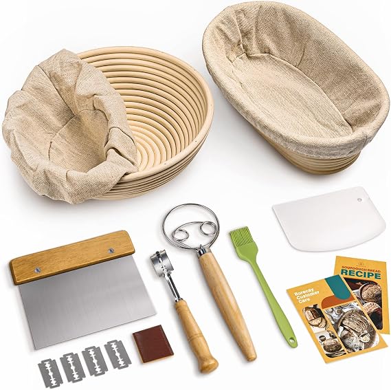 Rorecay Sourdough Starter Kit with Banneton Bread Proofing Baskets