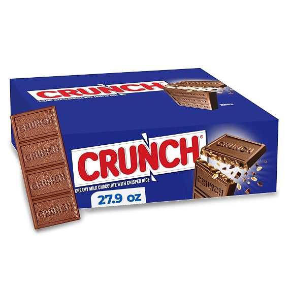 CRUNCH Milk Chocolate Candy Bars, Full Size,18 Bars, 1.55 Oz