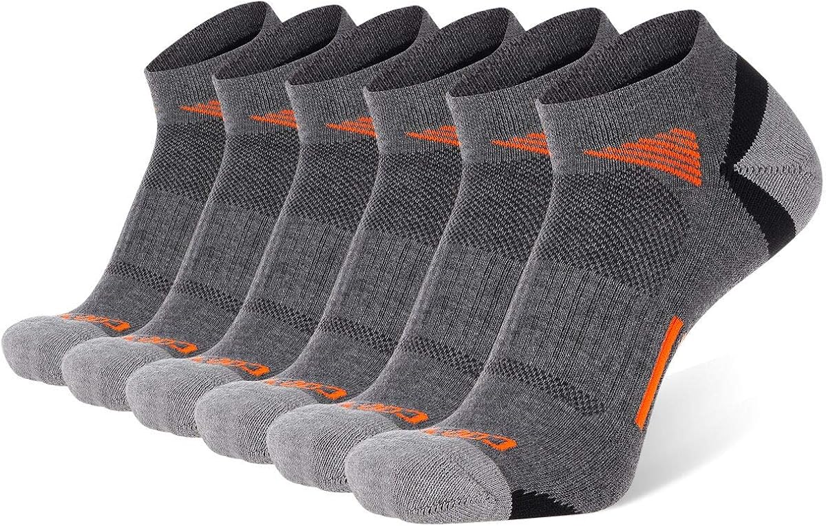 COOVAN Mens Ankle Athletic Socks Low Cut Cushioned Breathable Running Sports Socks 6 Pack