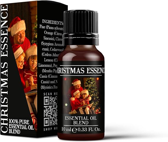 Mystix London | Christmas Essence Essential Oil Blend | 10ml | Orange, cinnamon, clove and pine create a warm festive aroma with sweet spice notes.