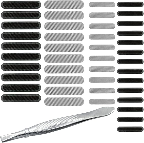 44 Pack Phone Speaker Dustproof Stickers Protector with Tweezers,Mesh Anti Dust Proof Adhesive Cover Kit Compatible with iPhone 15 14 13 12 11 Pro Max Mini X XS XR Plus, 2 Sizes, 2 Colors