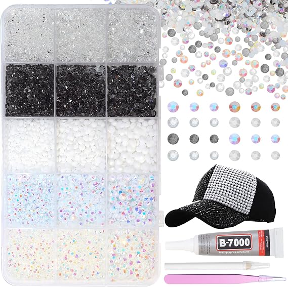 15000Pcs Black White Resin Jelly Rhinestones for Bedazzling