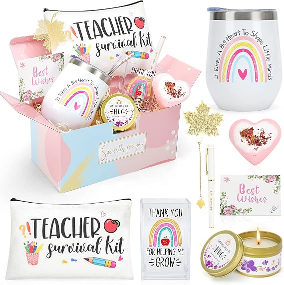 Teacher Gifts for Women,Teacher Appreciation Gifts,Teacher Christmas Gifts,Unique Teacher Birthday Gifts,Back to School Gift for Teacher,Thank You Gifts,12 oz Teacher Tumbler Gift Basket