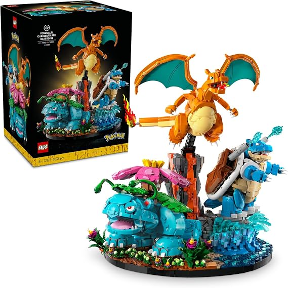 LEGO Pokémon Venusaur, Charizard ve Blastoise 72153 | Yetiskinler için Aksesuarli Aksiyon Figürleri Içeren Dekoratif Model Yapim Seti, Hediye Fikri (6838 Parça)