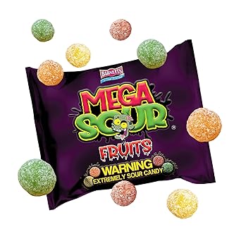 Barnetts - Mega Sour Candy Fruits 104g - Trendy Sweet Bags - Traditionally Handmade Sweets - Sour Coating Lasts 20 Seconds - Candies for Party Bag, Gift Hamper, or Hamper Box