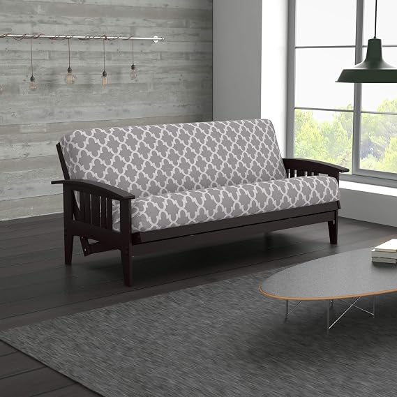 Nirvana Futons Luxor Urban Loft Sleeper Collection Full Size Dark Espresso Westfield Futon Frame, Mattress and Fynn Futon Cover Set
