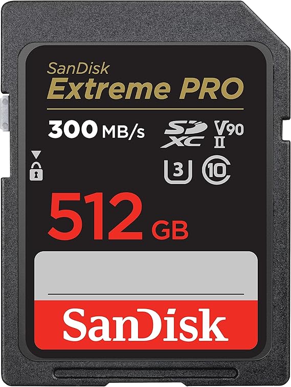 SANDISK 512GB Extreme PRO SDXC UHS-II Memory Card - C10, U3, V90, 8K, 4K, Full HD Video, SD Card - SDSDXDK-512G-GN4IN