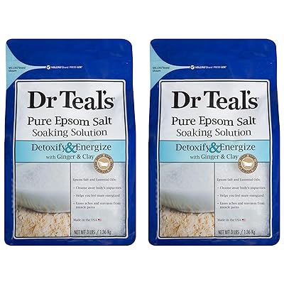 Dr. Teals Ginger & Clay Pure Epsom Salt Bath Soaking Solution Gift Set, 3 Pounds Pack of 2