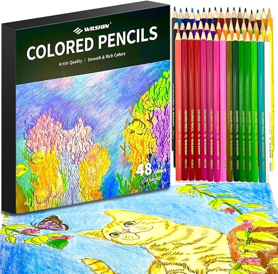 Colored Pencils for Adult Coloring Books,48 Count Colored Pencil Set for Sketching,Drawing,Coloring & Painting,Pre-sharpened Color Pencils for Beginners,Ideal Art Supplies for Professional Artists