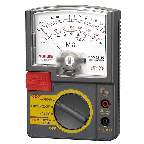 Sanwa Electric Instrument SANWA Analog Insulation Resistance Meter, 500V/250V/125V PDM5219S