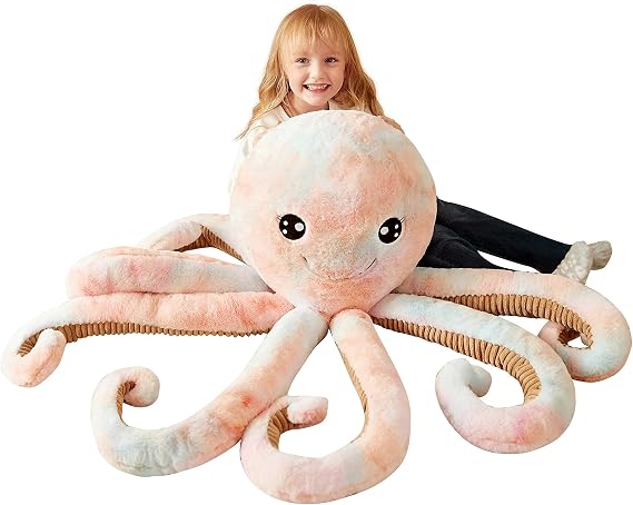 IKASA 30" Giant Octopus Stuffed Animal, Super Soft, Zipper-Free Plush | Extra Plump Full Body Filling, Child-Safe One-Piece Design, Cute Hugging Pillow Gift for Kids, Girls & Adults