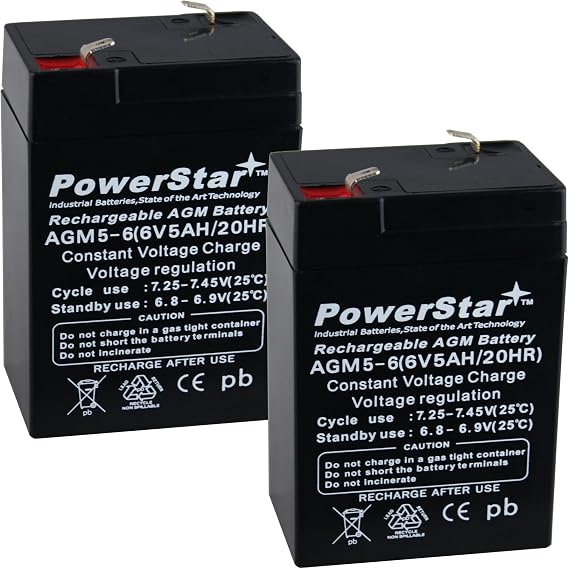 PowerStar 6V 4.5AH SLA Battery Replaces elb06042 es4-6 ps-640 gp640-2PK